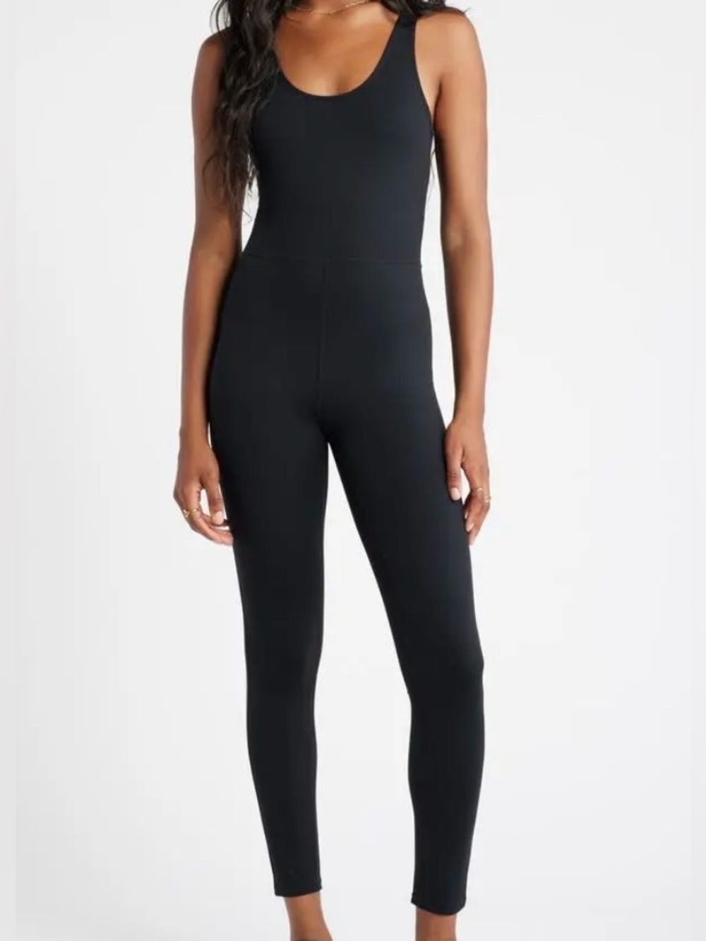 bp Black Sleeveless Scoop-Neck Jumpsuit
